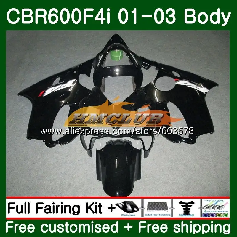 No. 1 Средства ухода за кожей для HONDA CBR 600 F4i CBR 600F4i 600 FS 2001 2002 2003 глянцевый черный 70CL. 37 CBR600F4i CBR600FS CBR600 F4i 01 02 03 обтекатели - Цвет: No. 1