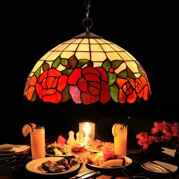 

16 inch red festive marriage room decorative light meals chandeliers western restaurant bar decorative glass chandelier