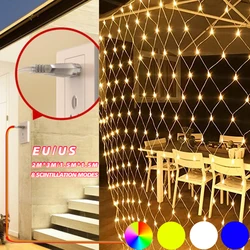LED Connectable Christmas Net Light Low Voltage Waterproof Bush Mesh Fairy String Light for Home Garden Wedding Tree Decoration