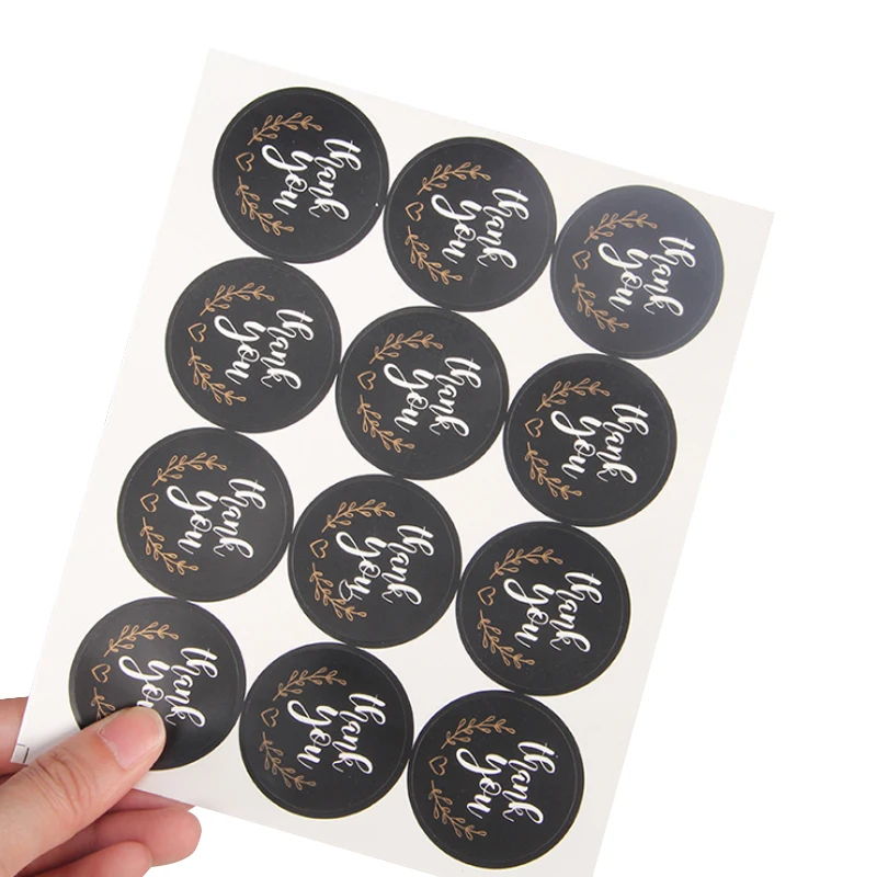 

1200pcs/lot White THANK YOU Round Black Bottom Decorative Sticker Craft laptop notebook DIY Scrapbooking Wholesales