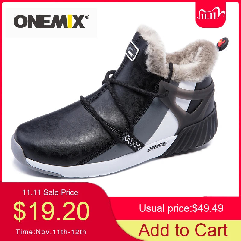 

ONEMIX Winter Waterproof Hiking Boots Outdoor Slip-on Sport Shoes Increase Height Trekking Mountain Walking Climbing Sneakers