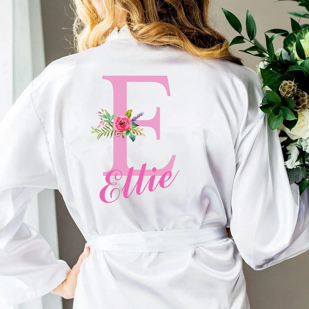 PersonalizedHenPartyDressingRobeCustomNameFlowerPrintWeddingGiftBrideTeamRobes