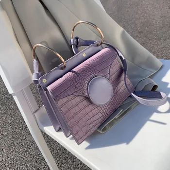 

Crocodile Pattern Purple Pu Leather Crossbody Bags For Women 2020 Summer Chain Small Shoulder Handbags Female Quality Totes Bag