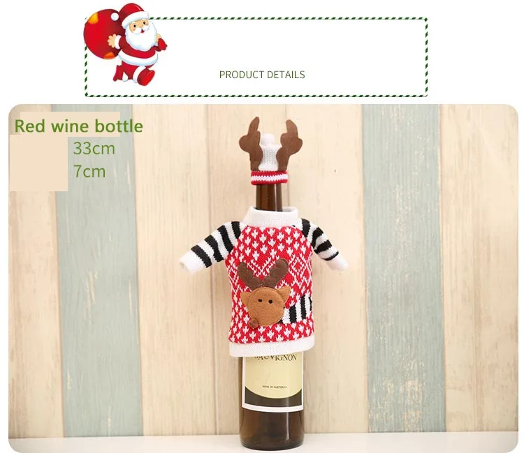 Christmas Red Wine Bottle Set Elk Christmas Champagne Bottle Bag Christmas Table Wine Bottle Decorations Free Shipping