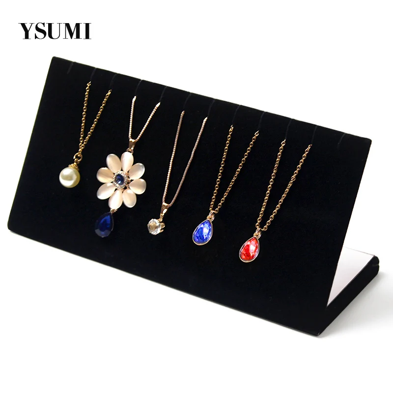 

L Shape black Velvet Necklace Display Stand Shelf Showcase Pendant Organizer Holder Jewelry Display Stand YSUMI