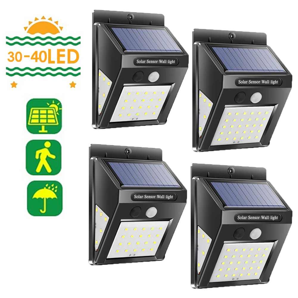 

30/40 LED Solar Light Outdoor PIR Motion Sensor Solar Lamp Solar Power Lamp PIR Motion Sensor Wall Light Garden Yard