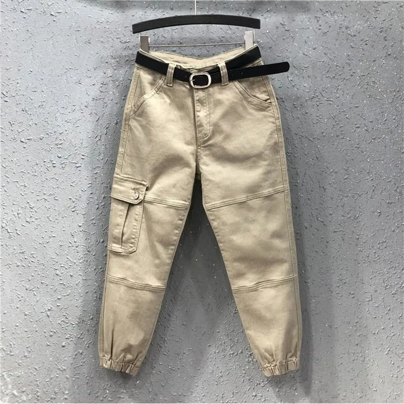 

Jeans Mom Women's High Waist Push Up Women's Retro Women's Boyfriend Pants Beam Feet Casual Nine Points Pants Harem Overalls