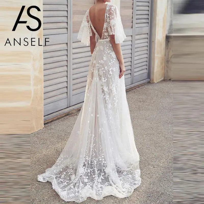 romance language backless lace dress