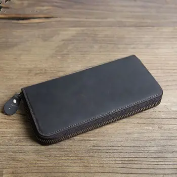 

Men's Leather Wallet ID Card Holder Business Long Clutch Billfold Money Purse Zipper Bag