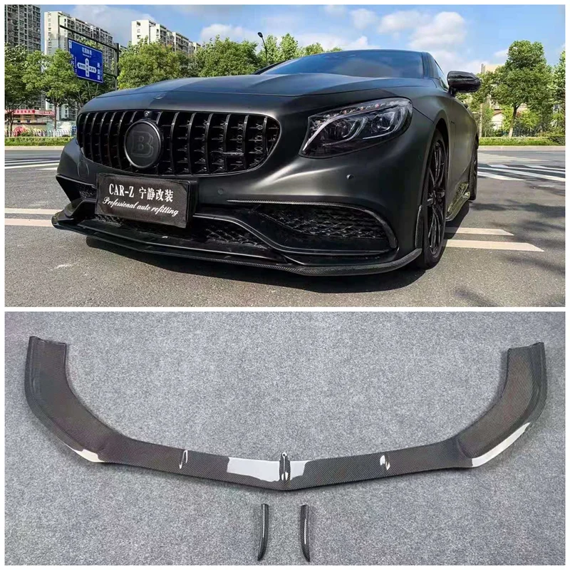 

High Quality Carbon Fiber Front Bumper Lip Wind Knife Black Sails For Mercedes-Benz W217 S63 Coupe AMG