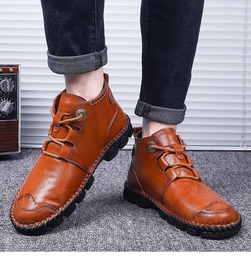VESONAL/Коллекция года; сезон весна-осень; классическая мужская обувь из натуральной кожи в винтажном стиле; повседневные мужские кроссовки с высоким берцем; удобная обувь
