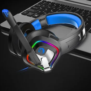 

3.5mm Jack Gaming Headset For PC USB Bass LED Lights Sound Accessories Noise Reduction Volume Control With Mic Stereo Computer