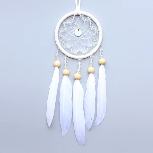 Original silver gray dream catcher 2 ring Indian feather hanging art gifts to bestie friends creative valentine's day gifts M