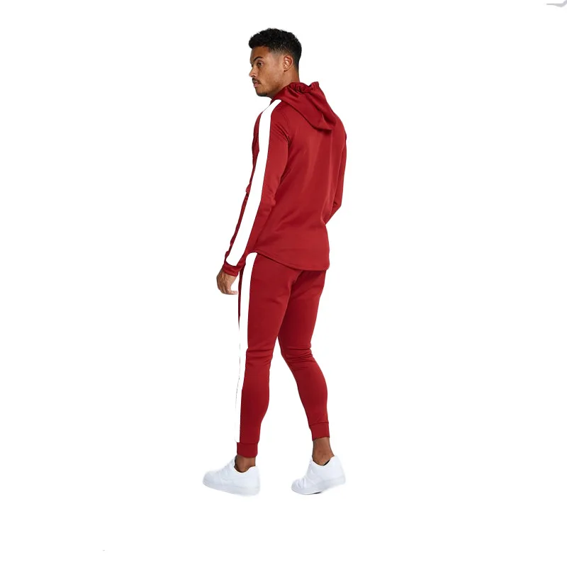 Мужская спортивная одежда для бега наборы толстовки на молнии худи красные Sudadera мужские теплые брюки тренажерный зал фитнес-толстовки спортивный свитер для бега