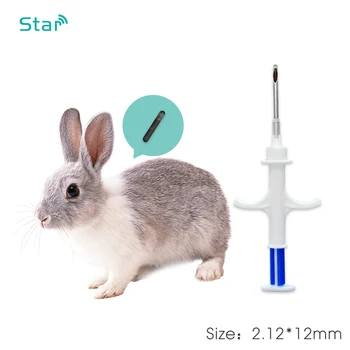 

ISO11784/785 Standard RFID ICAR Animal Syringe EM4305 Microchip 134.2KHz FDX-B Injector with 2.12x12mm Animal Glass Tag for PETS