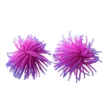 2 x Silicone Aquarium Fish Tank Coral Ornament Decoration-Purple