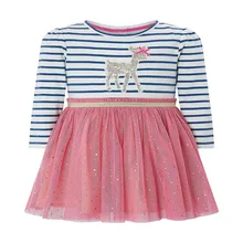 Jumping meter/нарядные платья-пачки для девочек новое поступление, Сетчатое платье принцессы с длинными рукавами костюм на свадьбу и день рождения Детские платья с оленем