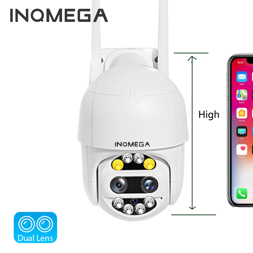 INQMEGA PTZ IP камера Wifi 360 15 см мини 1080P Беспроводная 4X ZOOM двойная линза для наружного