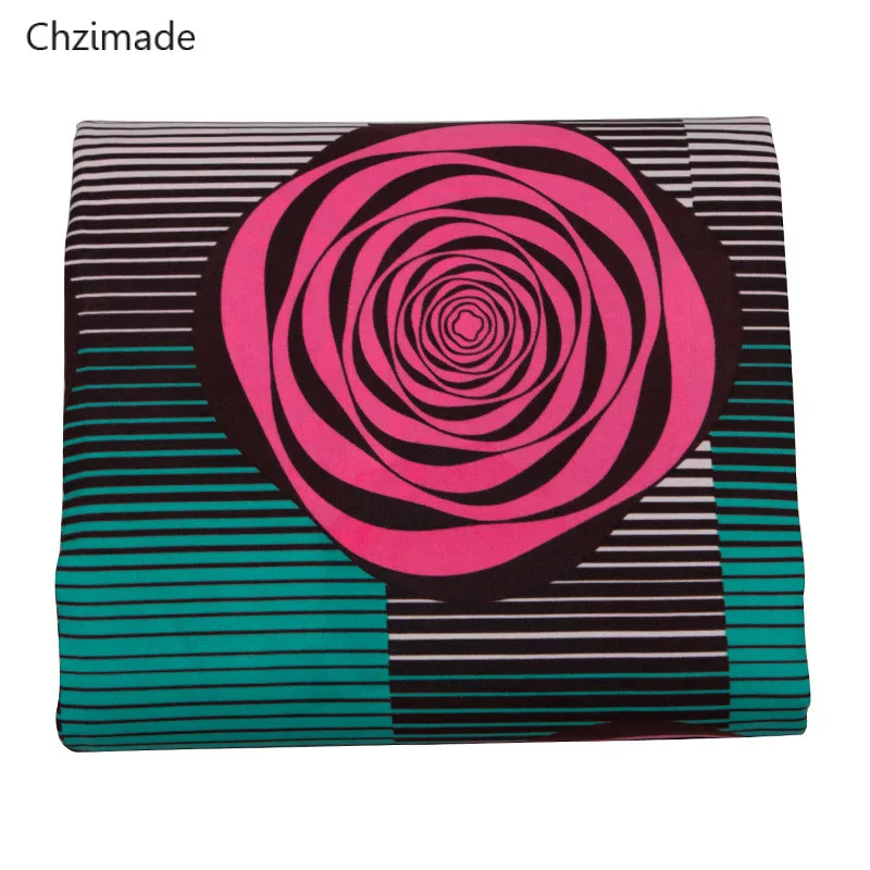 

Chzimade 1Yard Rose Flower Pattern Ankara African Real Wax Fabric Polyester Patchwork Fabric For Party Dress Home Textiles