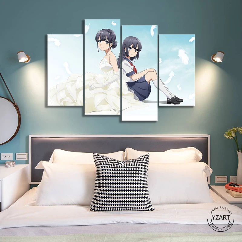 4 шт. макинохара Shoko Rascal Not Dream of Bunny Girl Senpai HD аниме девушка Настенная картина холст