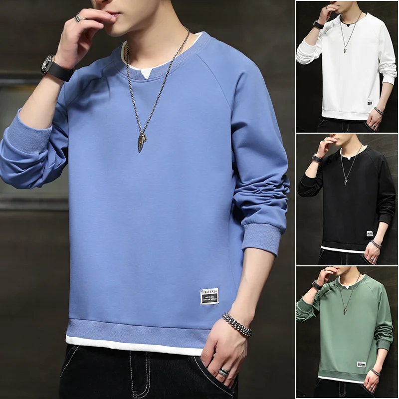 

Man High Quality Autumn Winter Male Long Sleeve T-shirt Coat Boys White Black Gray Tops Clothing Wholesale 8 Colors