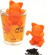 1 шт. креативный ситечко для чая с изображением котенка из мультфильма силиконовый милый котенок для заварки чая милый оранжевый котенок силиконовые чайные инструменты