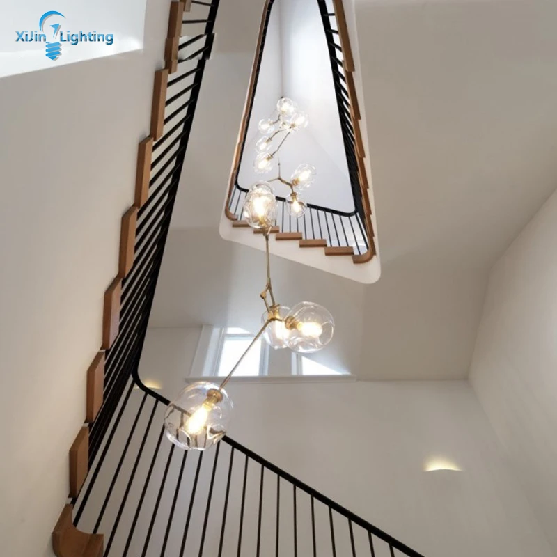 Cena Nowoczesny szklany żyrandol Nordic stylu dla żyrandol do salonu lampy oprawy oświetleniowe wiszące oświetlenie żyrandol do schodów
