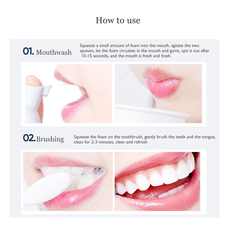 New Fresh Shining Tooth-Cleaning Mousse Toothpaste Teeth Whitening Oral Hygiene Removes Plaque Stains Bad Breath Dental Tool