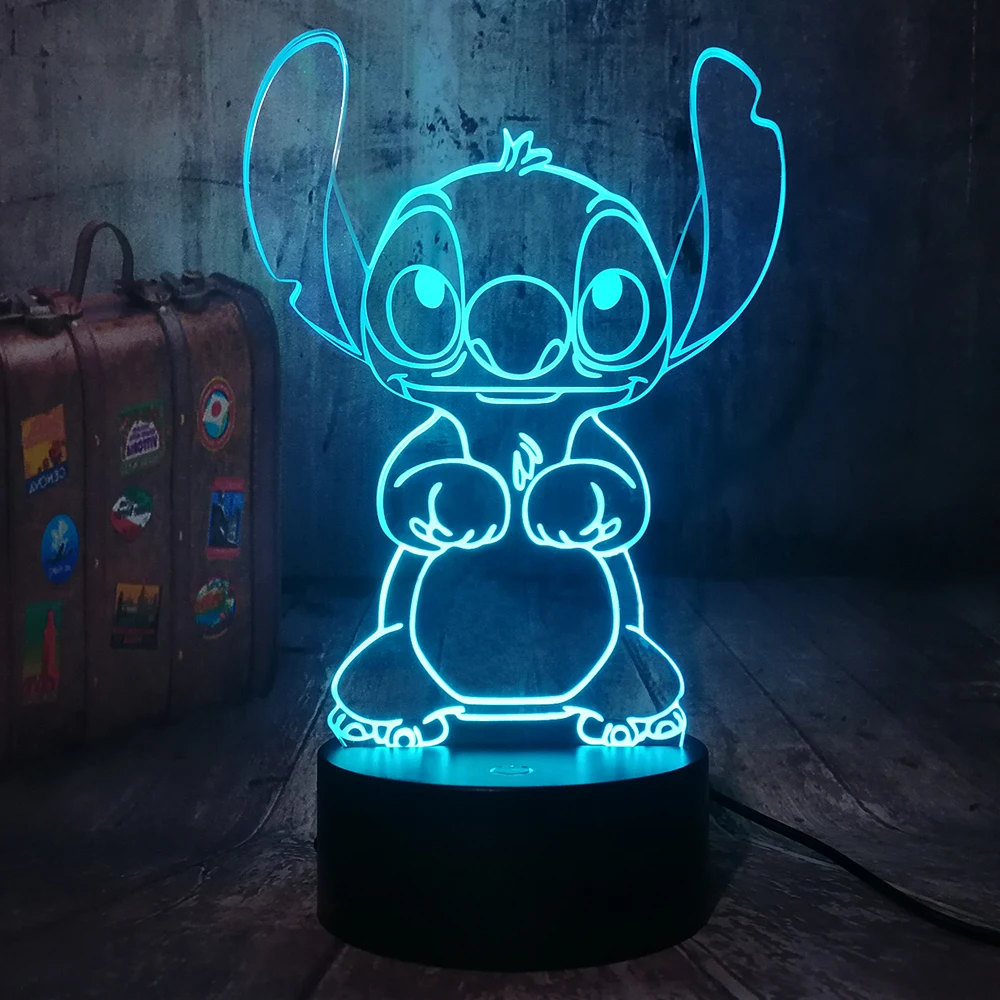 Stitch Movie Night Light 3D LED Touch Table DeskLamp Brithday Kids Gifts 7 Color 
