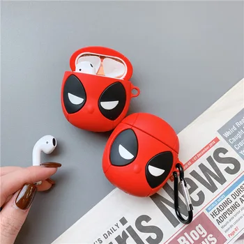 

for Airpods 2 1 Bluetooth Earphone Case Luxury Accessories Protective Cover for AirPods 2 Silicone keychain Deadpool 3D Cartoon