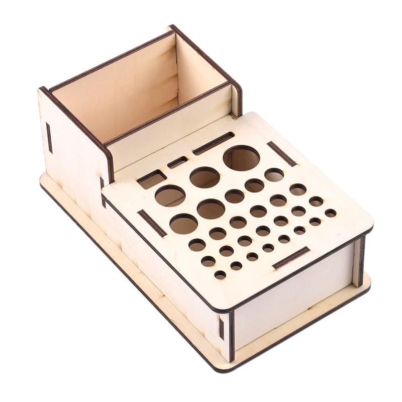 

Wooden Storage Box Studio Modeling Tools Paint Brushes Holder Rack Display Stand Organizer Art Supplies Accessories