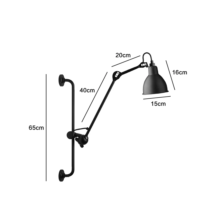 Скандинавский креативный настенный светильник длинная рука голова кровать ретро гостиная кабинет спальня рокер краска шлифовальная лампа 110 В 220 В - Цвет абажура: M wall light Black