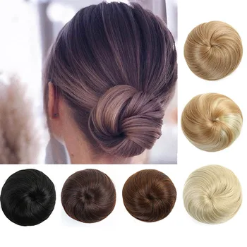 

DIANQI feminino sintético em linha reta donut chignon elástico elástico elástico elástico cordão clip em pães de cabelo hairp