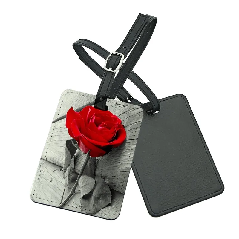 

12pcs/lot Blank Sublimation PU Leather baggage tag Holder for Hot transfer Printing Leather Blank consumables DIY 7x11cm