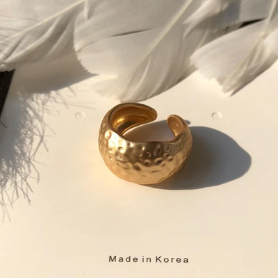 3 HUANZHI Korean New Geometric Surface Bump Irregular Wafer Matte Opening Metal Ring for Women Men Girls Party Retro Jewelry - Цвет основного камня: 3