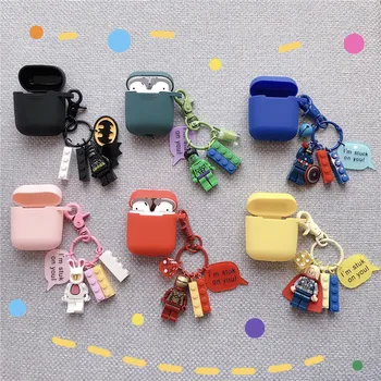 

Marvel Cartoon Avengers doll Pendant Decor Silicone Case For Airpods 1 2 Bluetooth Wireless Earphone Box Protect Cover