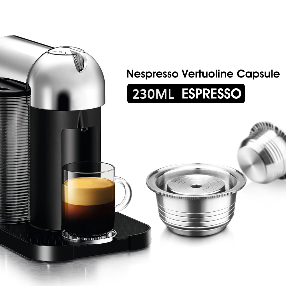 Наполняемые кофейные капсулы из нержавеющей стали для капсул Nespresso Vertuo, капсула большой емкости 230 мл, набор фильтров для кофейных капсул