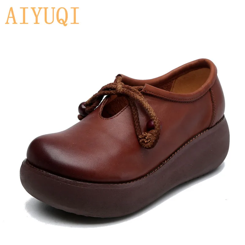 

AIYUQI Women Retro Platform Shoes 2019 New Autumn Real Leather Shoes Women Casual Shoes Women Comfortable