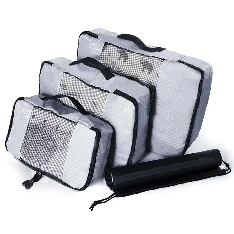 Дорожные Сумки Упаковка Куб для багажа нейлон/для женщин/большой/водонепроницаемый/Дорожная сумка органайзер/для женщин/наборы Упаковка куб Органайзер - Цвет: GRAY 3 Set