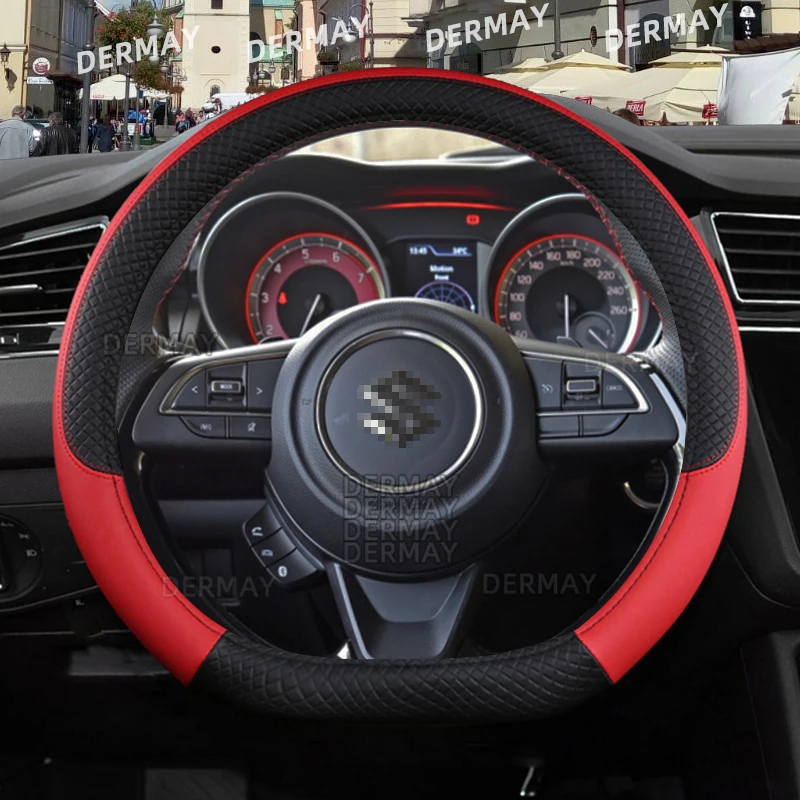 Steering Wheel Cover for Suzuki Swift Car Steering Wheel Cover Microfiber Leather + Carbon Fiber Auto Accessories
