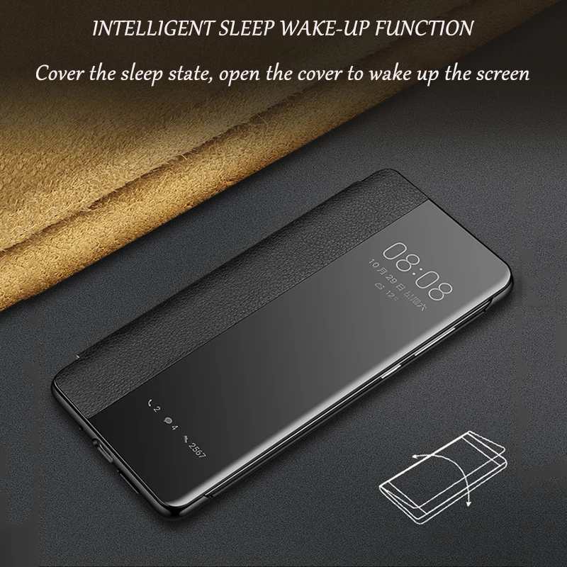 Чехол для Coque P30 P30Pro с умным окошком для просмотра пары, простой модный кожаный флип-чехол для huawei P30Pro, чехол для карты, защита от каркаса
