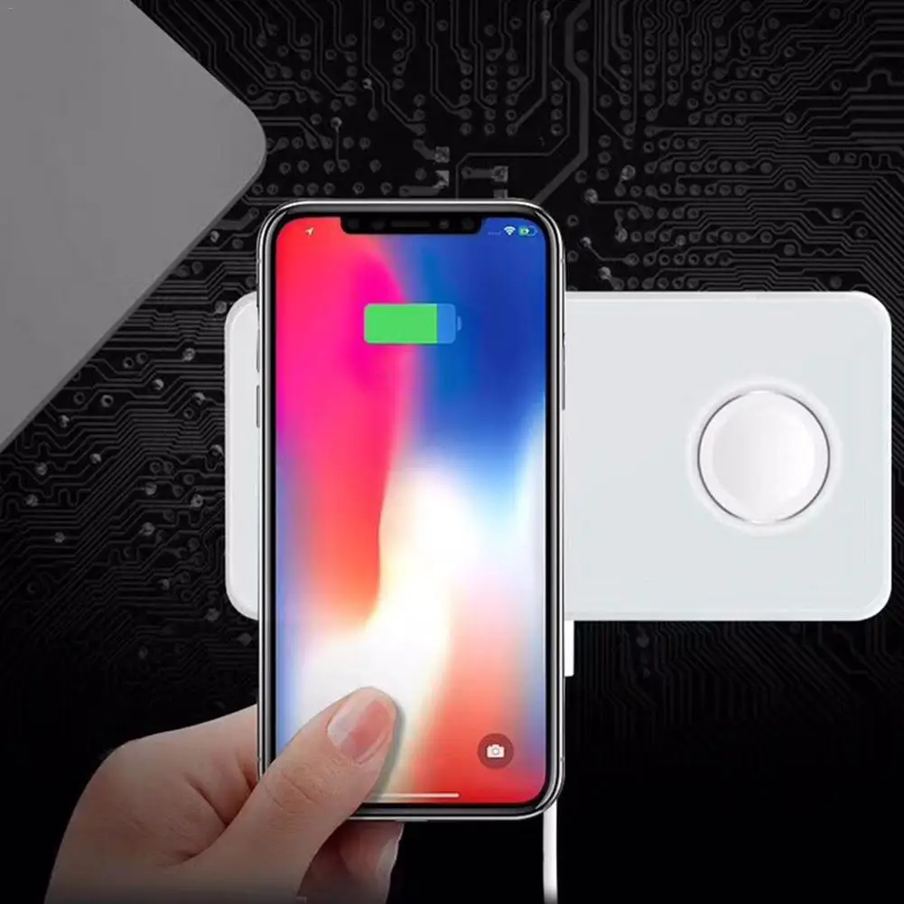 QI Беспроводное зарядное устройство для iPhone X 8 8 Plus Зарядка для samsung Galaxy S9 S8 мобильный телефон для iWatch Смарт-часы зарядное устройство