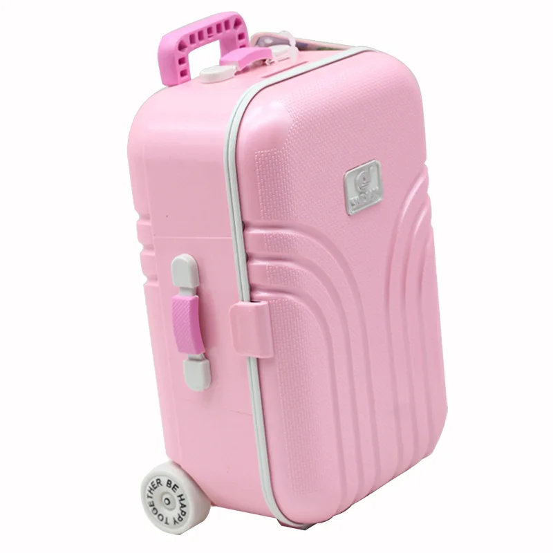 New Dolls Travel Suitcase Pink Silver Orange Suitcase For 18 Inch Girl Kids Doll Accessories Doll House Decoration - Цвет: 3