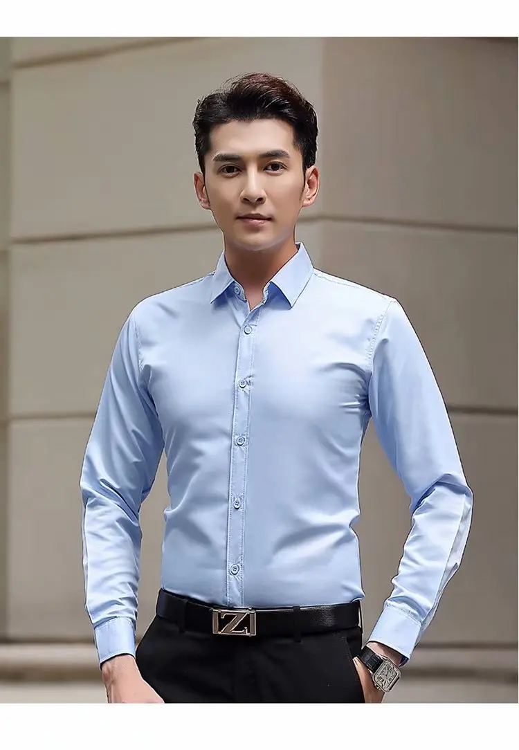 Camisa Masculina, мужские повседневные рубашки, модная Однотонная рубашка с длинным рукавом, приталенные деловые рубашки, Мужская одежда, мужские смокинги