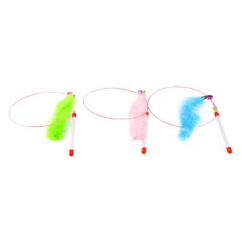 

5PCS Color Feather Wire Teasing Cat Stick Bell Teasing Cat Stick Bite Resistant Cat Toy
