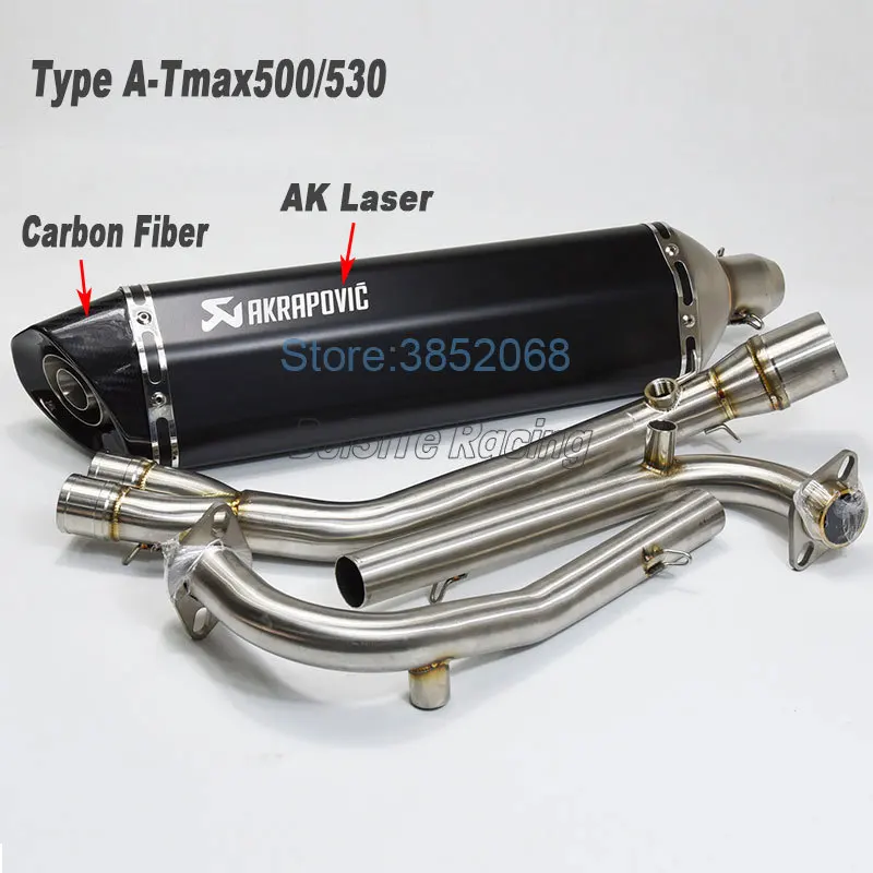 ID: 51 мм L: 570 мм/470 мм Akrapovic мотоцикл выхлопной глушитель выхлопной Escape трубы ссылку подходит для TMAX500 TMAX530(08-16) круглый год