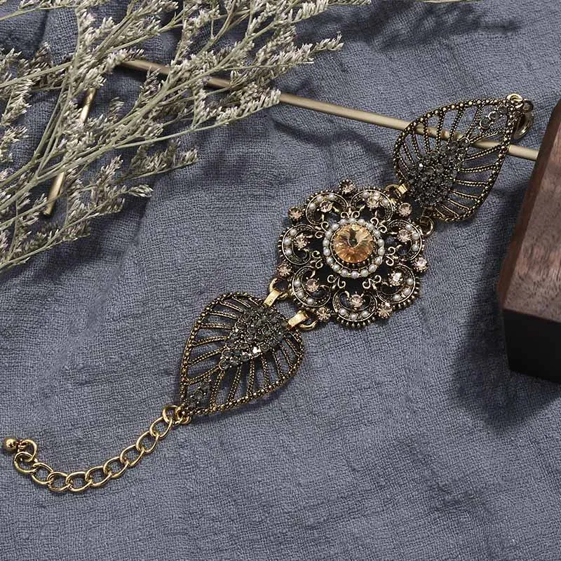 Crazy Feng, очаровательный индийский женский браслет, античное золото, цвет красный, синий, CZ, кристалл, Богемия, этническое, свадебное, винтажное ювелирное изделие