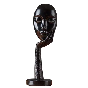 

Modern Human Meditators Abstract Lady Face Character Resin Statues Sculpture Art Crafts Figurine Home Decorative Display Black