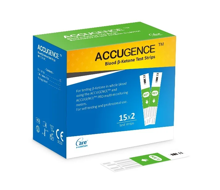 Kit de medidor de cetona de sangue de teste rápido para dieta Keto com monitor de cetona e tiras 30 unidades com lancetas cetose e dieta cetogênica
