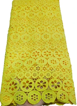 

Nigerian yellow Cord Lace Fabric Milk Silk Water Soluble Dress Lace 2019 High Quality Lace African Guipure Lace Fabric FTB90